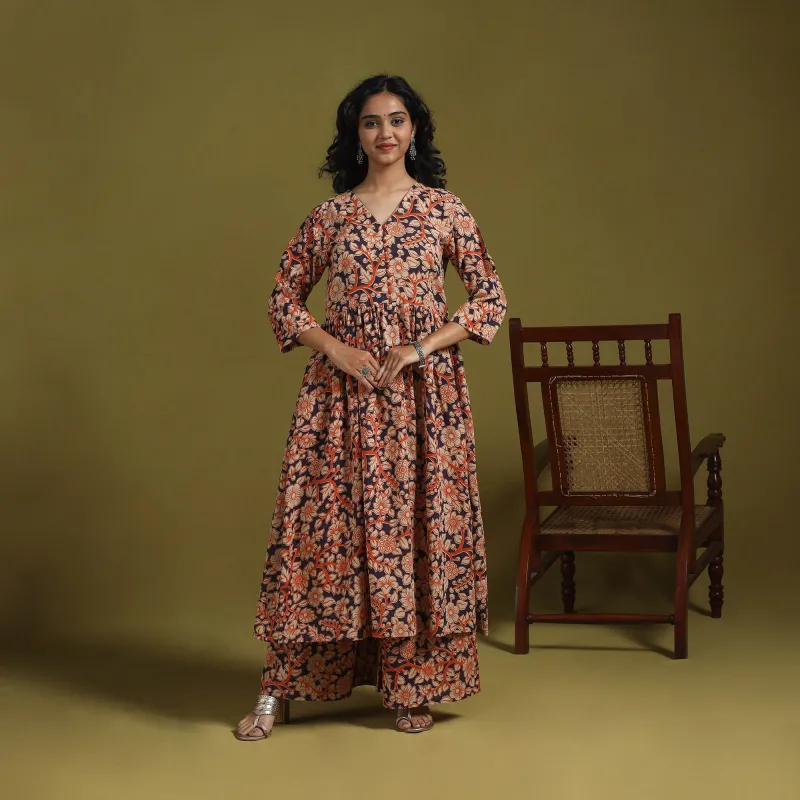 Orange - Kalamkari Printed Cotton 2pc Kurta Set for women 07 sold by Itokri