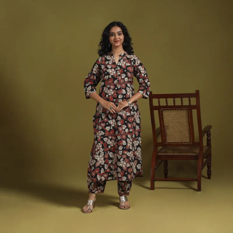 Black - Kalamkari Printed Cotton 2pc Kurta Set for women 03 sold by Itokri