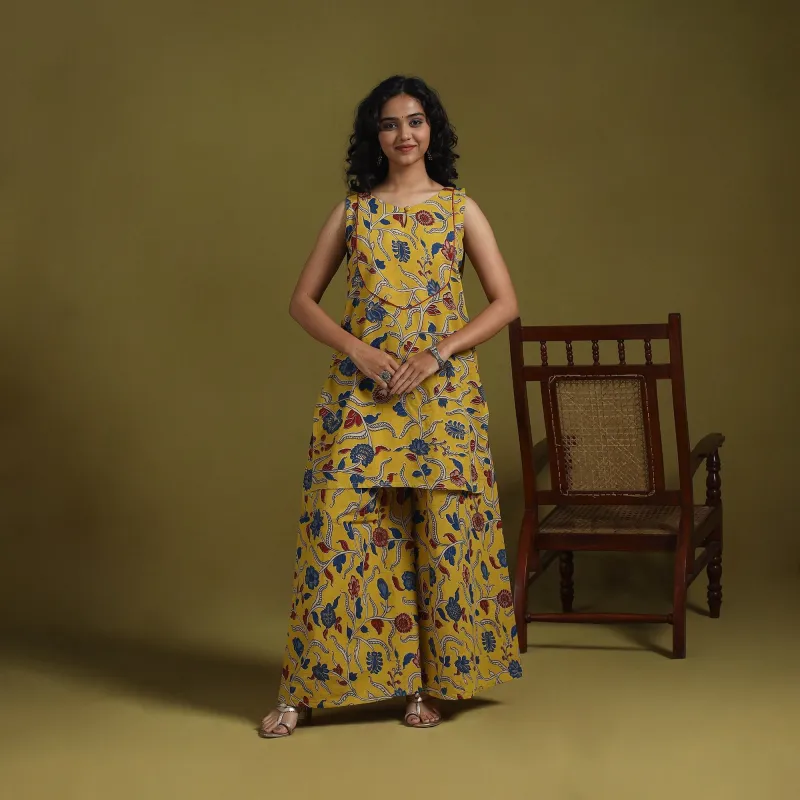 Yellow - Kalamkari Printed Cotton 2pc Kurta Set for women 13 sold by Itokri