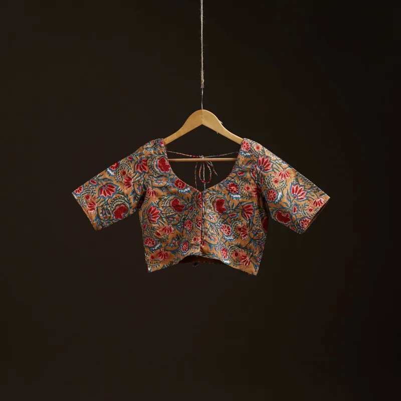 Brown - Hand Block Print Cotton Sanganeri Readymade Blouse 05 sold by Itokri