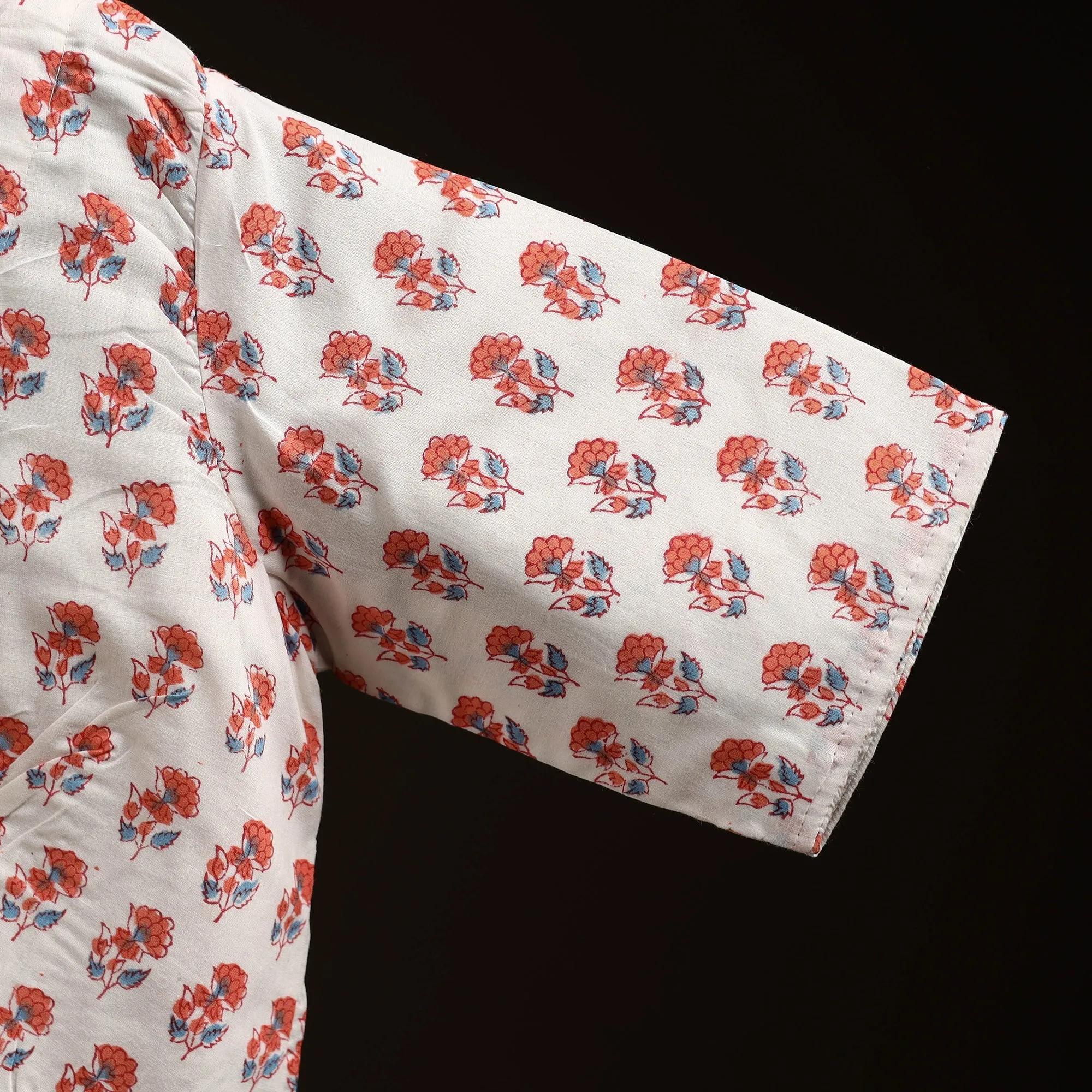 White - Hand Block Print Cotton Sanganeri Readymade Blouse 08 sold by Itokri product image thumbnail 3