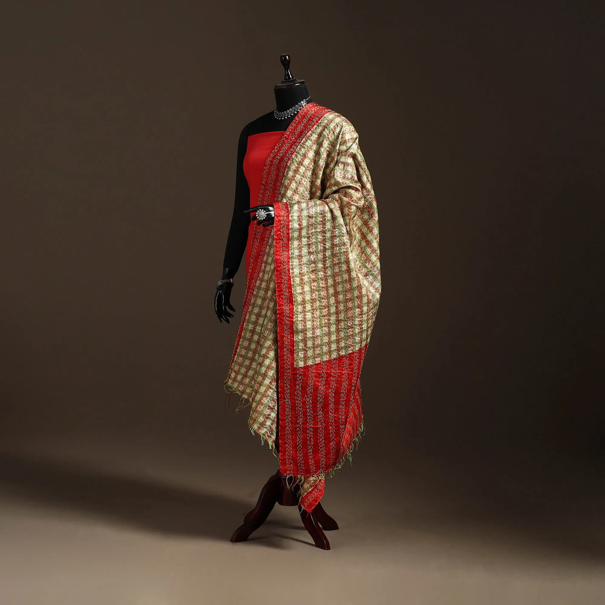 Multicolor - Bengal Hand Embroidery Patchwork Reversible Silk Kantha Dupatta 42 sold by Itokri product image thumbnail 5