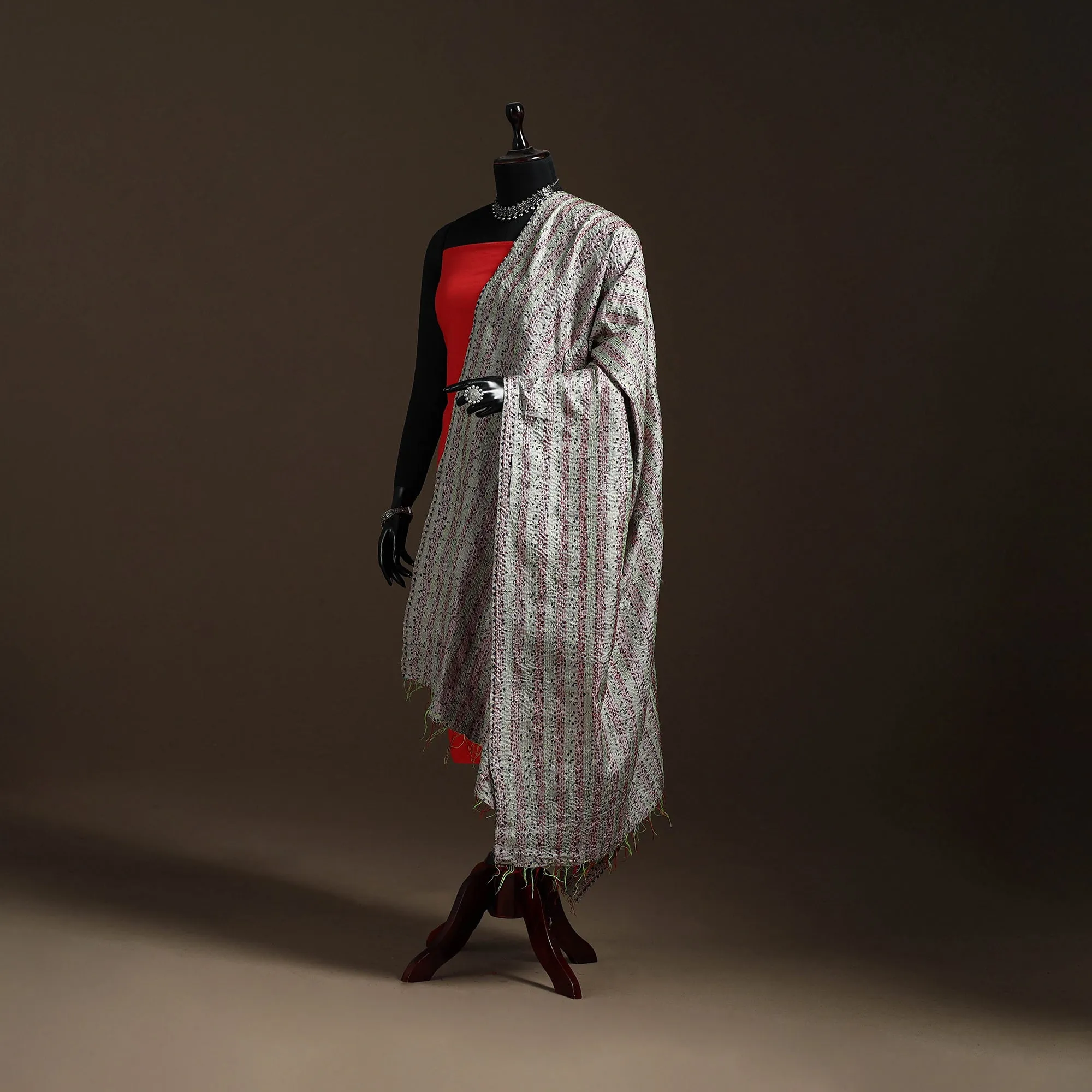 Multicolor - Bengal Hand Embroidery Patchwork Reversible Silk Kantha Dupatta 43 sold by Itokri product image thumbnail 5