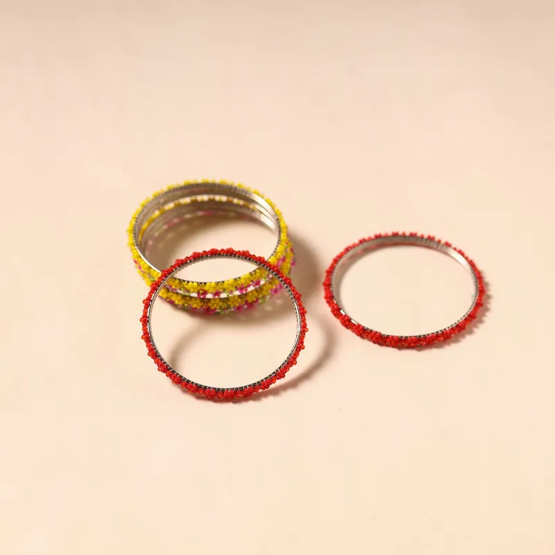 Blue - Hapur Flower Beadwork Bangles by Aagaz (Set of 6) 22 sold by Itokri