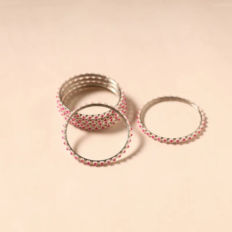 Pink - Hapur Flower Beadwork Bangles by Aagaz (Set of 6) 17 sold by Itokri