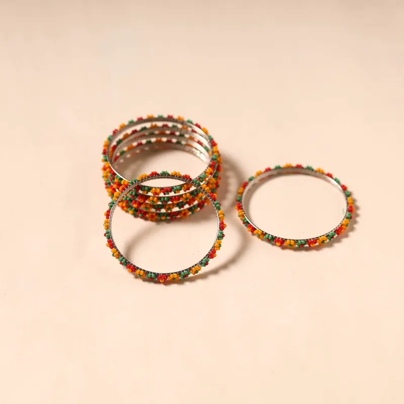 Multicolor - Hapur Flower Beadwork Bangles by Aagaz (Set of 6) 15 sold by Itokri