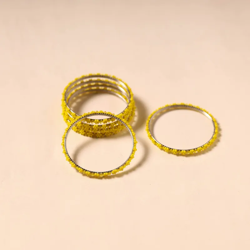 Yellow - Hapur Flower Beadwork Bangles by Aagaz (Set of 6) 14 sold by Itokri