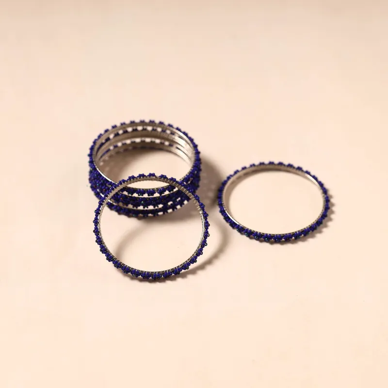 Blue - Hapur Flower Beadwork Bangles by Aagaz (Set of 6) 09 sold by Itokri