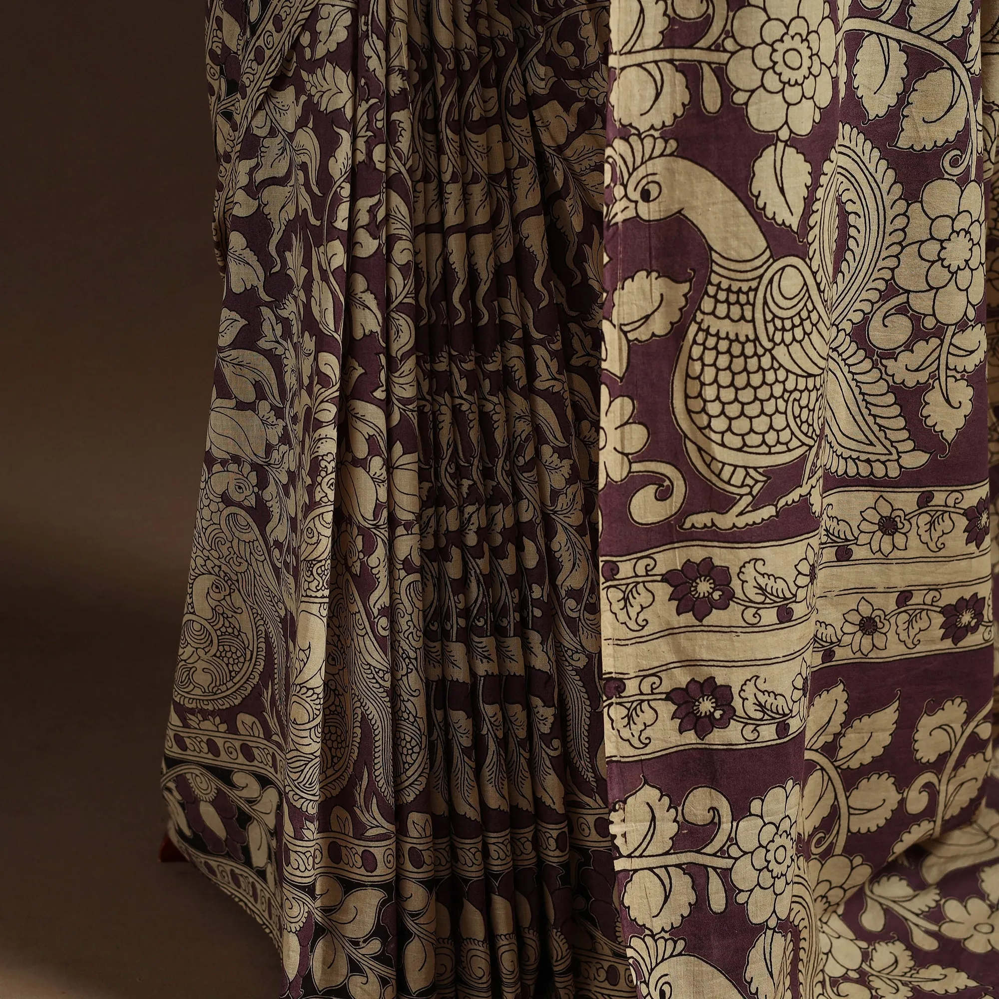Brown - Printed Cotton Nellore Kalamkari Saree 02 sold by Itokri product image thumbnail 4