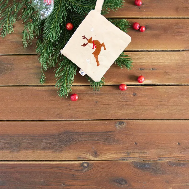 Rudolf - Hand Embroidered Multipurpose Pouch sold by Itokri