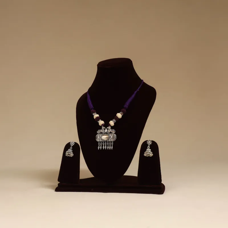 Purple - German Silver Thread Beads Necklace Set 11 sold by Itokri