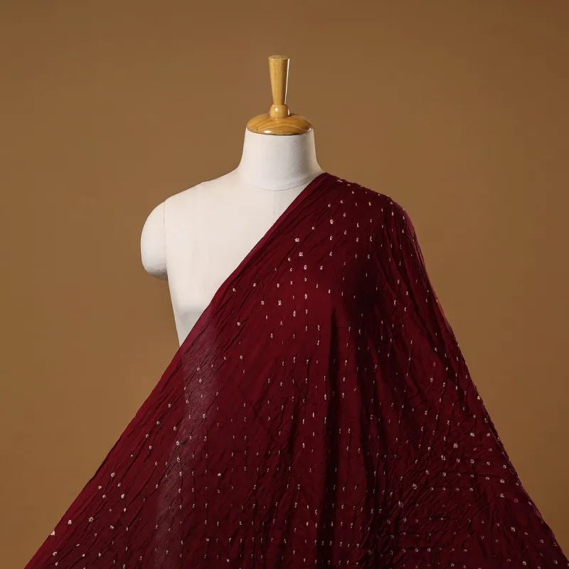 Maroon - Kutch Tie-Dye Modal Silk Bandhani Fabric 10 sold by Itokri