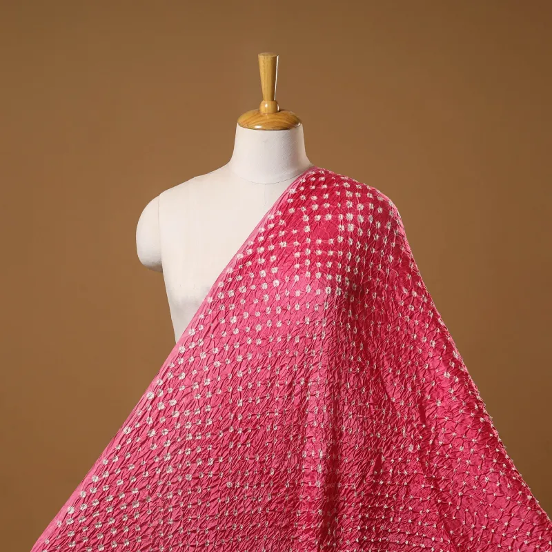 Pink - Kutch Tie-Dye Modal Silk Bandhani Fabric 09 sold by Itokri