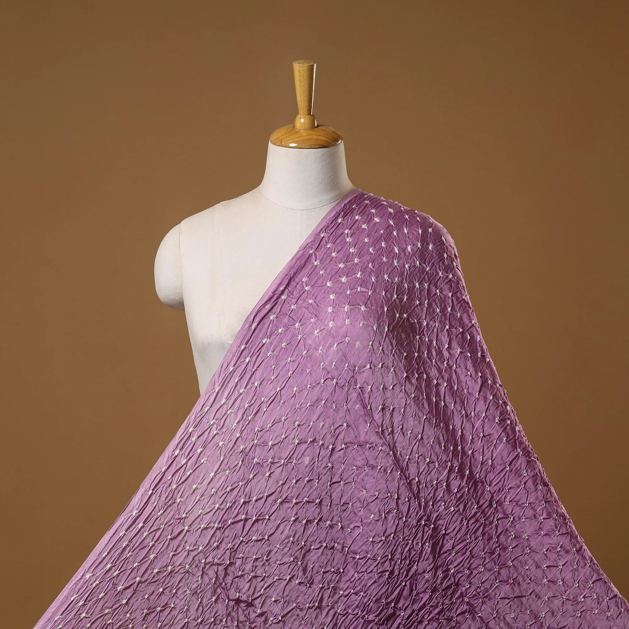 Purple - Kutch Tie-Dye Modal Silk Bandhani Fabric 07 sold by Itokri