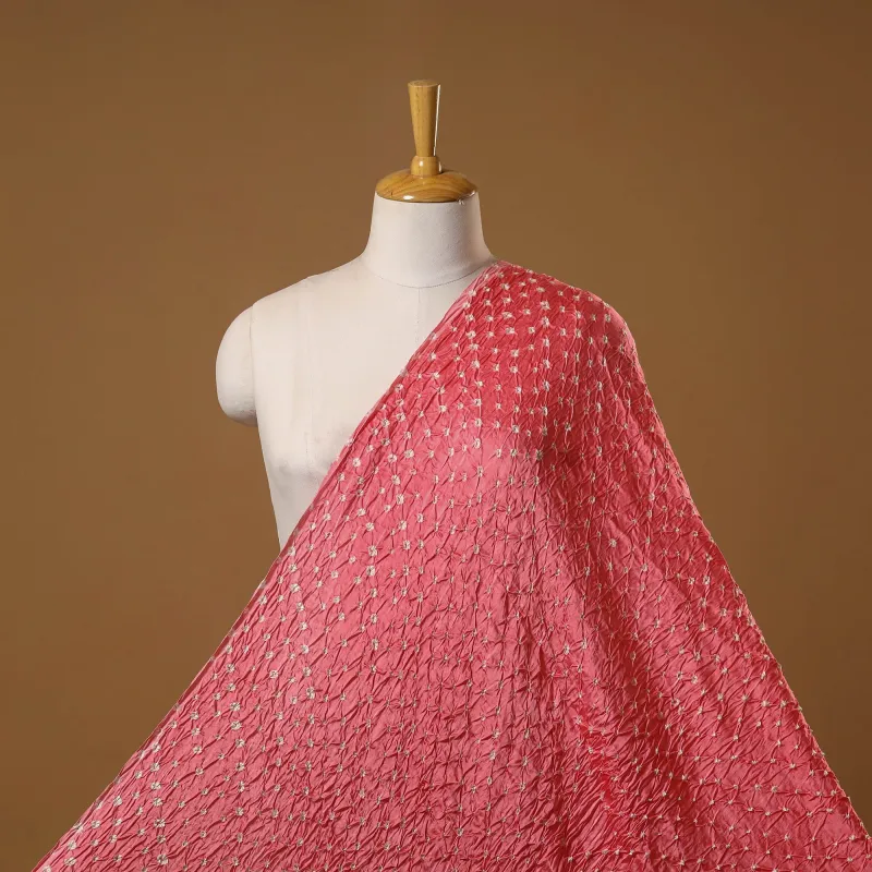 Pink - Kutch Tie-Dye Modal Silk Bandhani Fabric 05 sold by Itokri