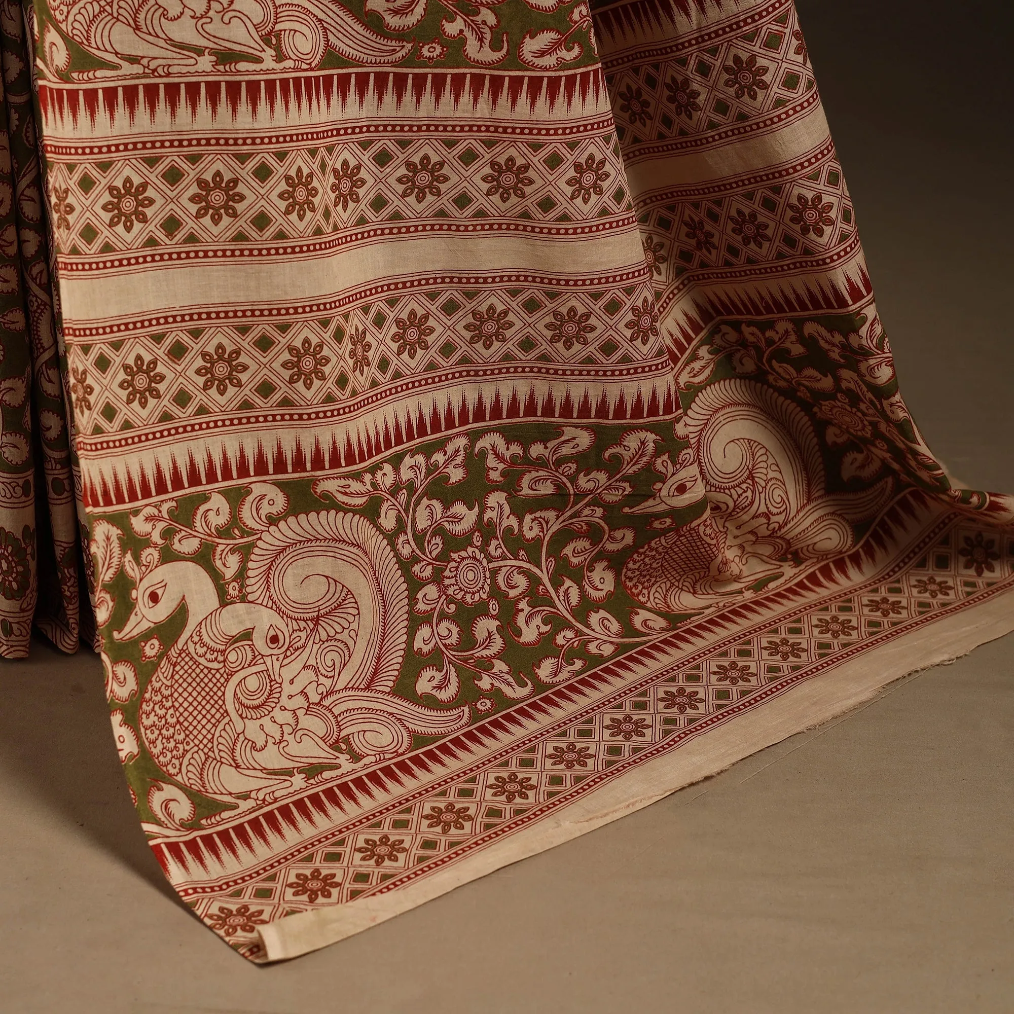 Green - Printed Cotton Nellore Kalamkari Saree 31 sold by Itokri product image thumbnail 5