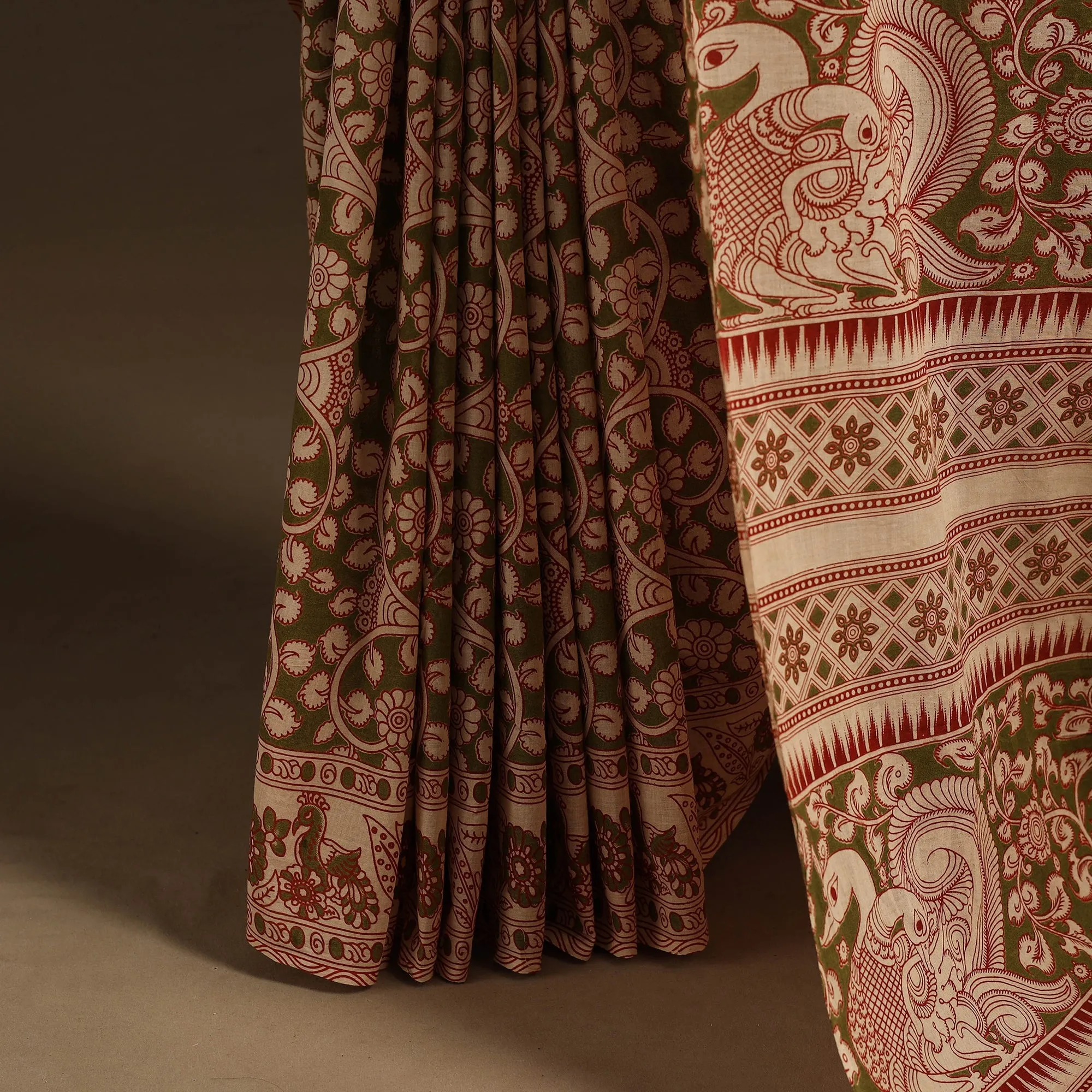 Green - Printed Cotton Nellore Kalamkari Saree 31 sold by Itokri product image thumbnail 4