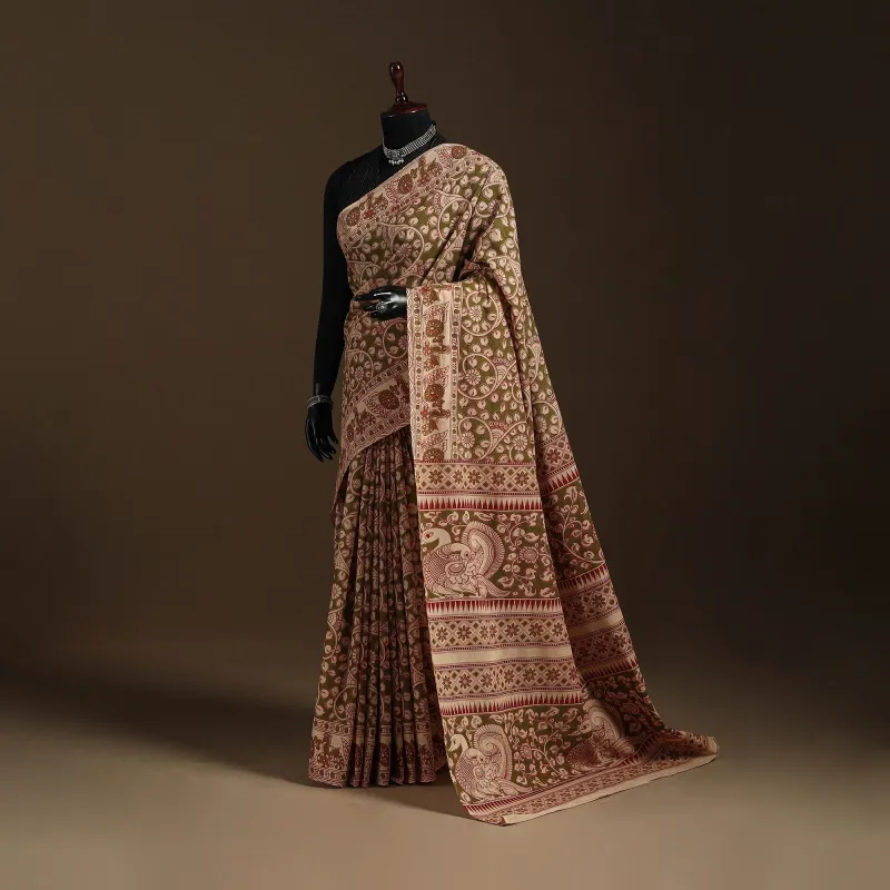 Green - Printed Cotton Nellore Kalamkari Saree 31 sold by Itokri