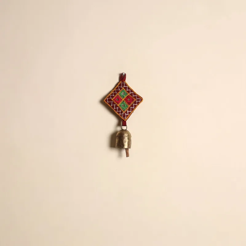 Red - Kutch Embroidery Copper Coated Iron Bell Keychain 06 sold by Itokri