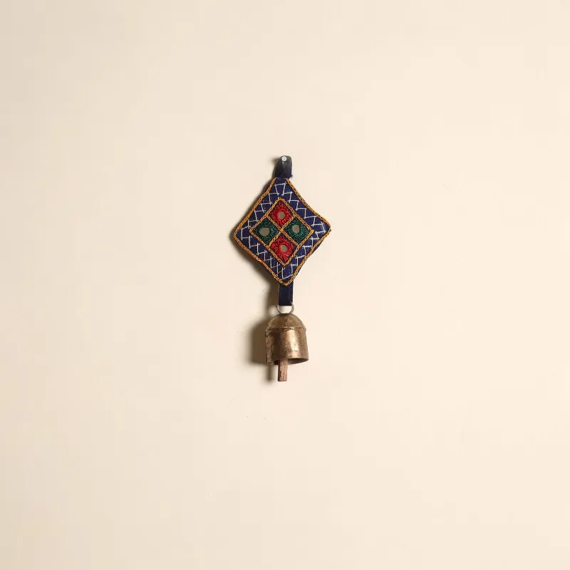 Blue - Kutch Embroidery Copper Coated Iron Bell Keychain 01 sold by Itokri