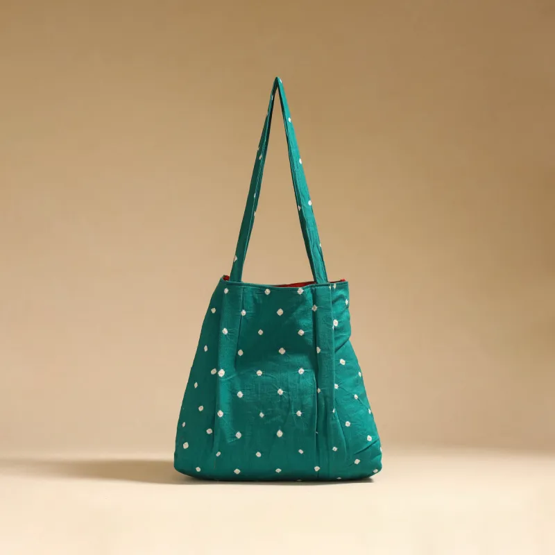 Green - Handcrafted Fabric Jhola Bag 46 sold by Itokri