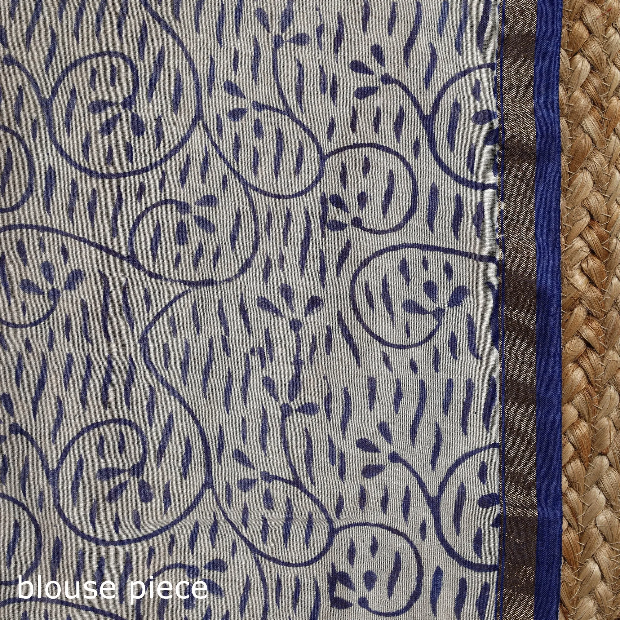 Blue - Chanderi Silk Hand Block Print Sanganeri Saree with Zari Border 04 sold by Itokri product image thumbnail 5