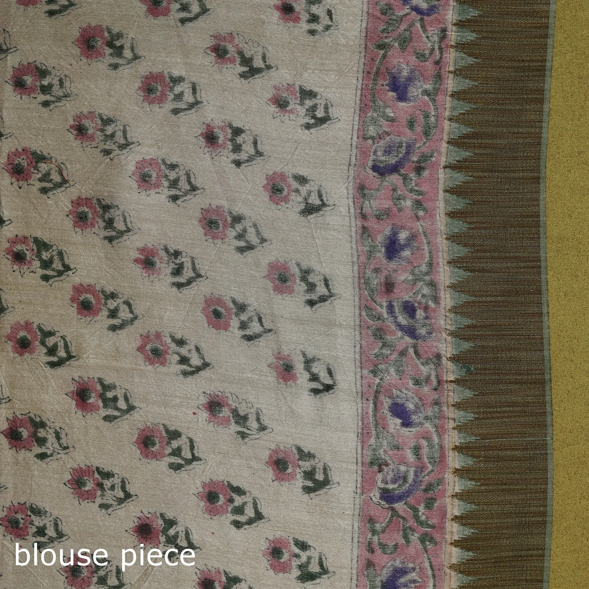 Green - Chanderi Silk Hand Block Print Sanganeri Saree with Ghicha Border 12 sold by Itokri product image thumbnail 5