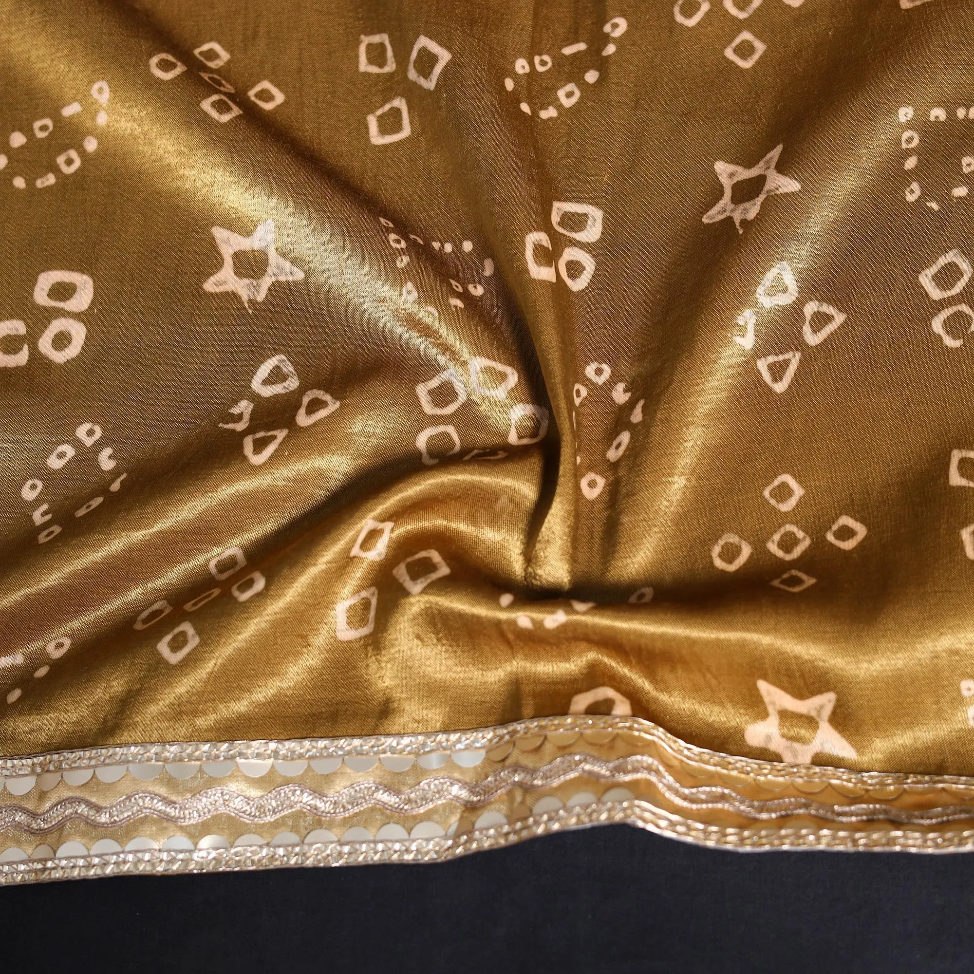 Brown - Kutch Block Printed Modal Silk Blouse Piece with Lace Work 34 sold by Itokri product image thumbnail 2