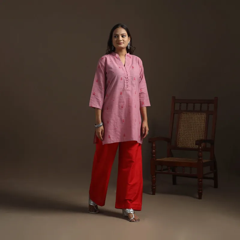 Pink - Short Cotton Jacquard Kurta for women 23 sold by Itokri