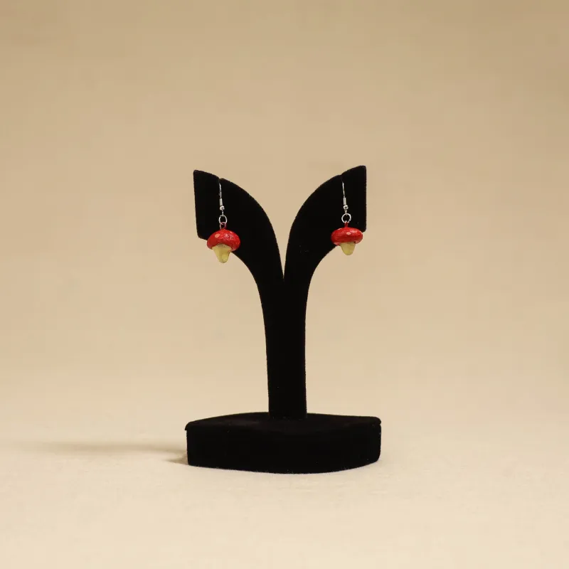 Red - Quirklets Handpainted Clay Mushroom Earrings 54 sold by Itokri