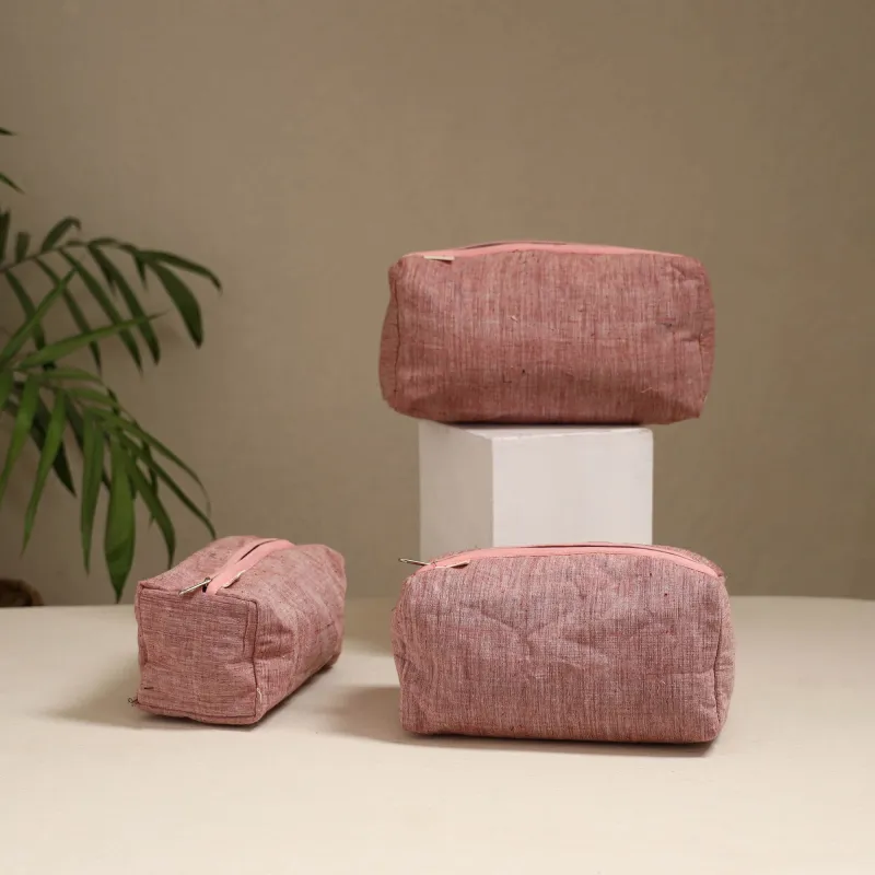 Pink - Handcrafted Fabric Toiletry Bags (Set of 3) 15 sold by Itokri