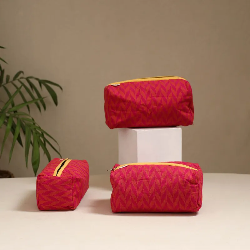 Pink - Handcrafted Fabric Toiletry Bags (Set of 3) 08 sold by Itokri