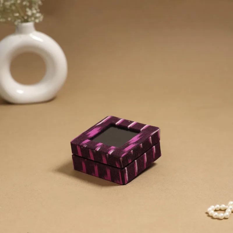 Purple - Handcrafted Ikat Fabric Ring/Earring Box 42 sold by Itokri