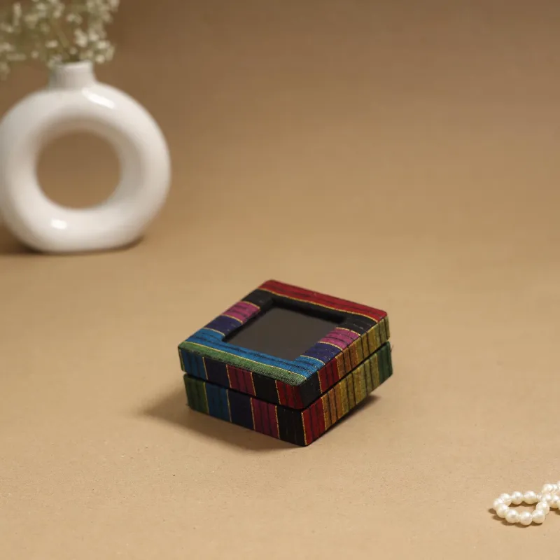Multicolor - Handcrafted Printed Fabric Ring/Earring Box 52 made by Itokri