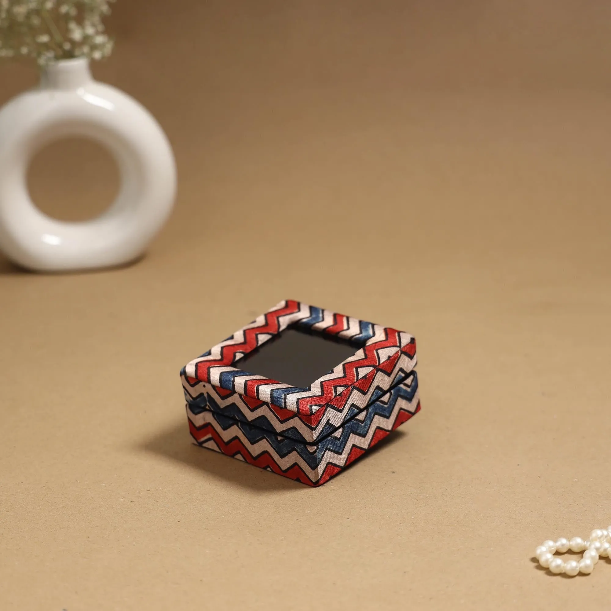 Multicolor - Handcrafted Printed Fabric Ring/Earring Box 59 sold by Itokri