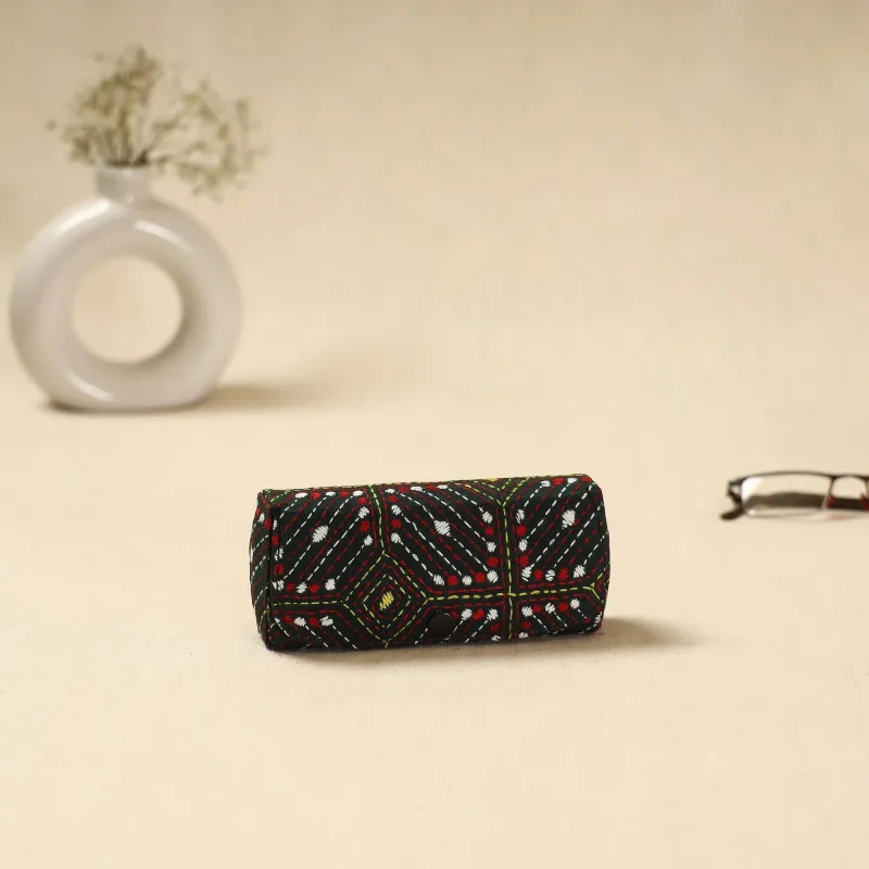 Green - Handcrafted Bengal Kantha Work Spectacle Case 06 sold by Itokri