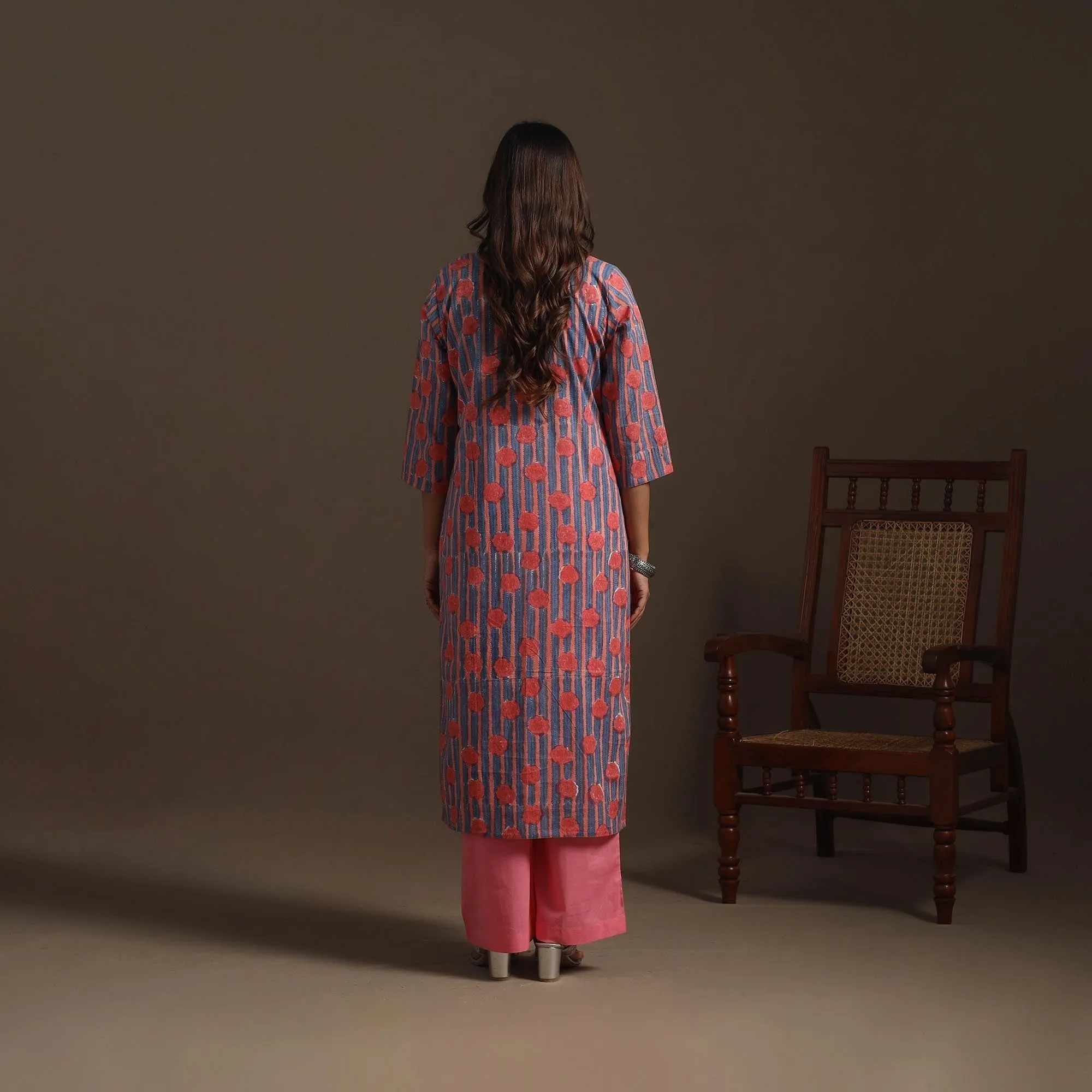 Pink - Hand Block Print Cotton Straight Sanganeri Kurta for women 07 sold by Itokri product image thumbnail 4