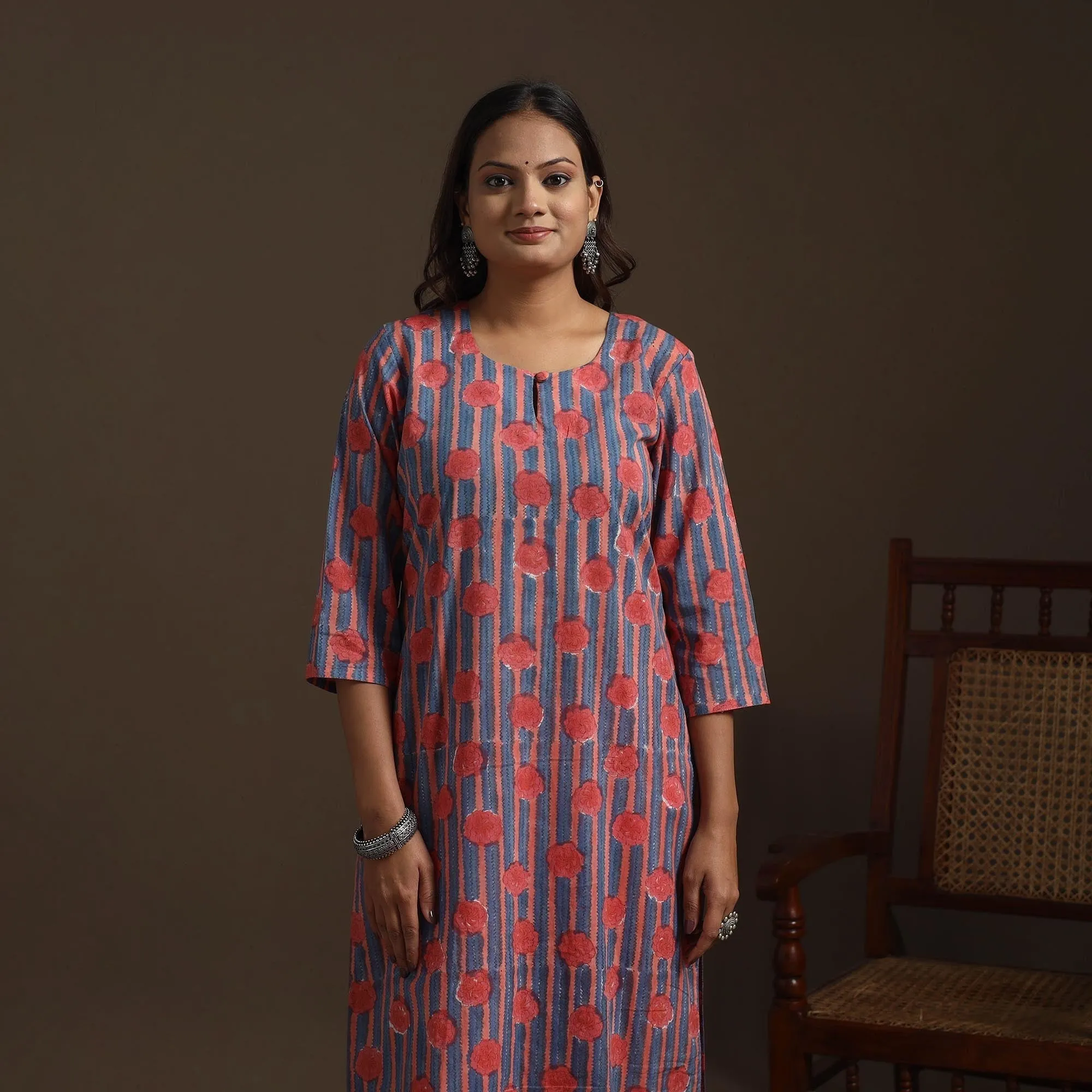 Pink - Hand Block Print Cotton Straight Sanganeri Kurta for women 07 sold by Itokri product image thumbnail 2