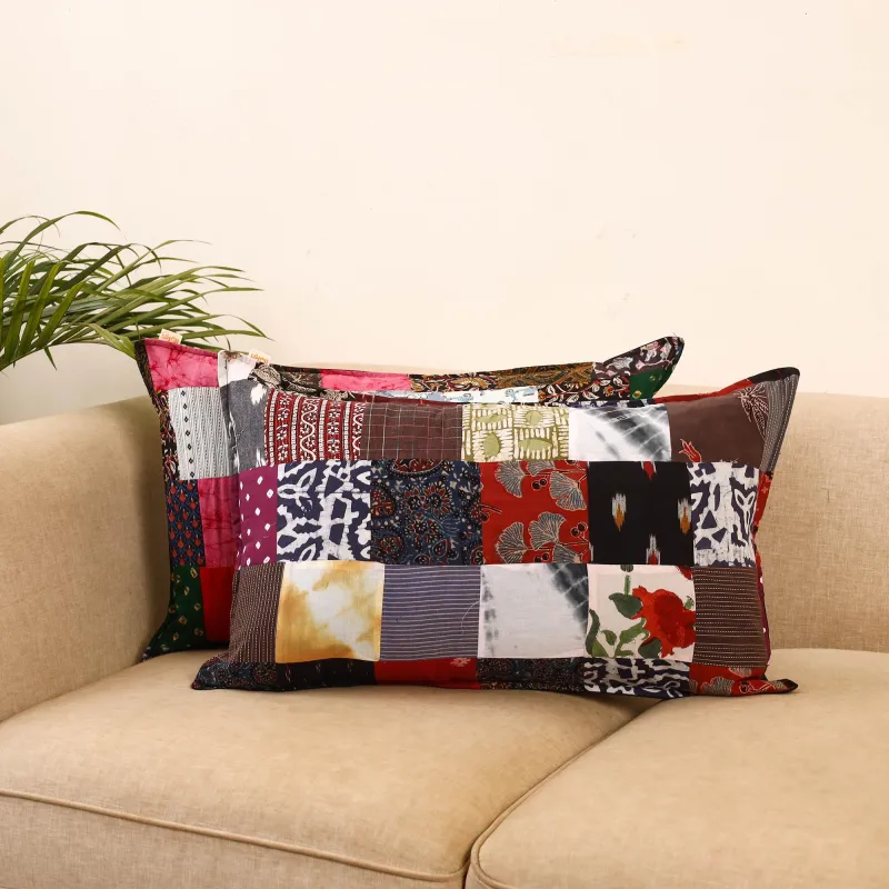 Multicolor - Set of 2 Patchwork Pillow Covers 06 made by Itokri