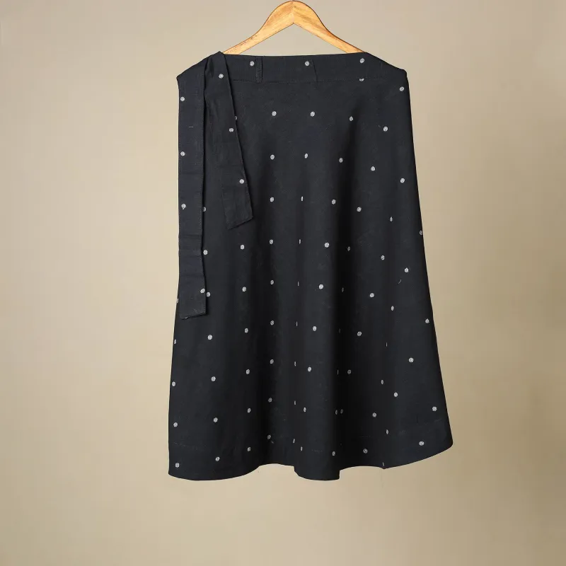 Black - Jacquard Weave Cotton Wrap Around Skirt 40 sold by Itokri