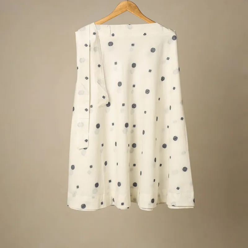 White - Jacquard Weave Cotton Wrap Around Skirt 24 sold by Itokri