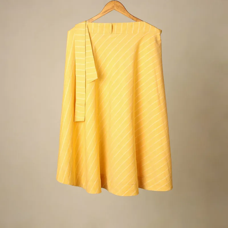 Yellow - Jacquard Weave Cotton Wrap Around Skirt 20 sold by Itokri