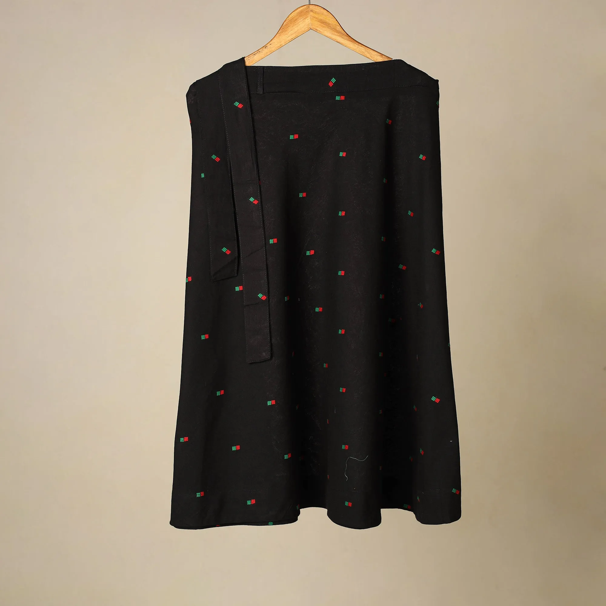 Black - Jacquard Weave Cotton Wrap Around Skirt 16 sold by Itokri