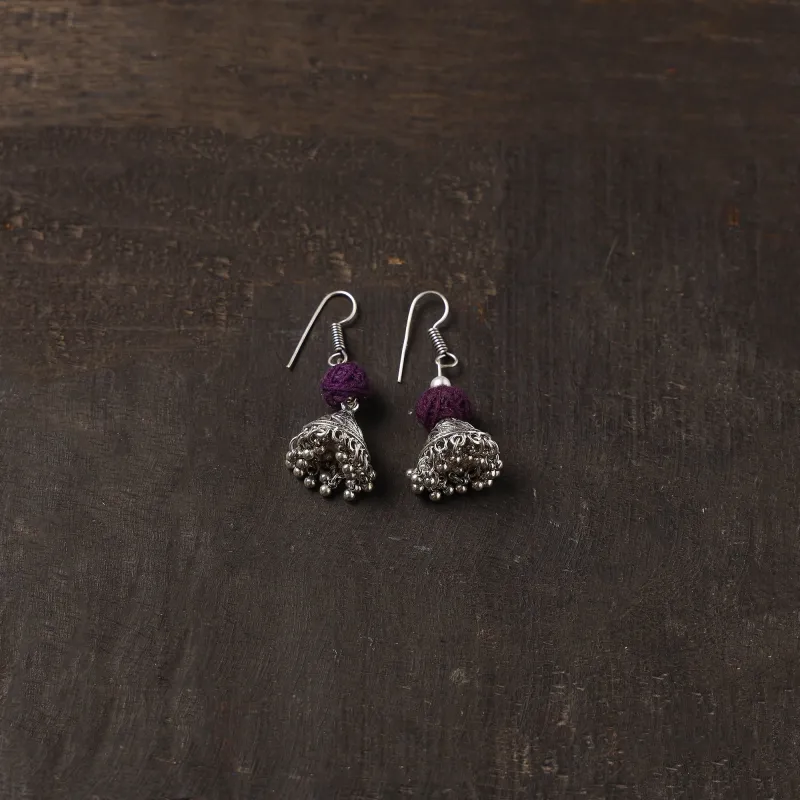 Purple - Sidra German Silver Jhumki Earrings sold by Itokri