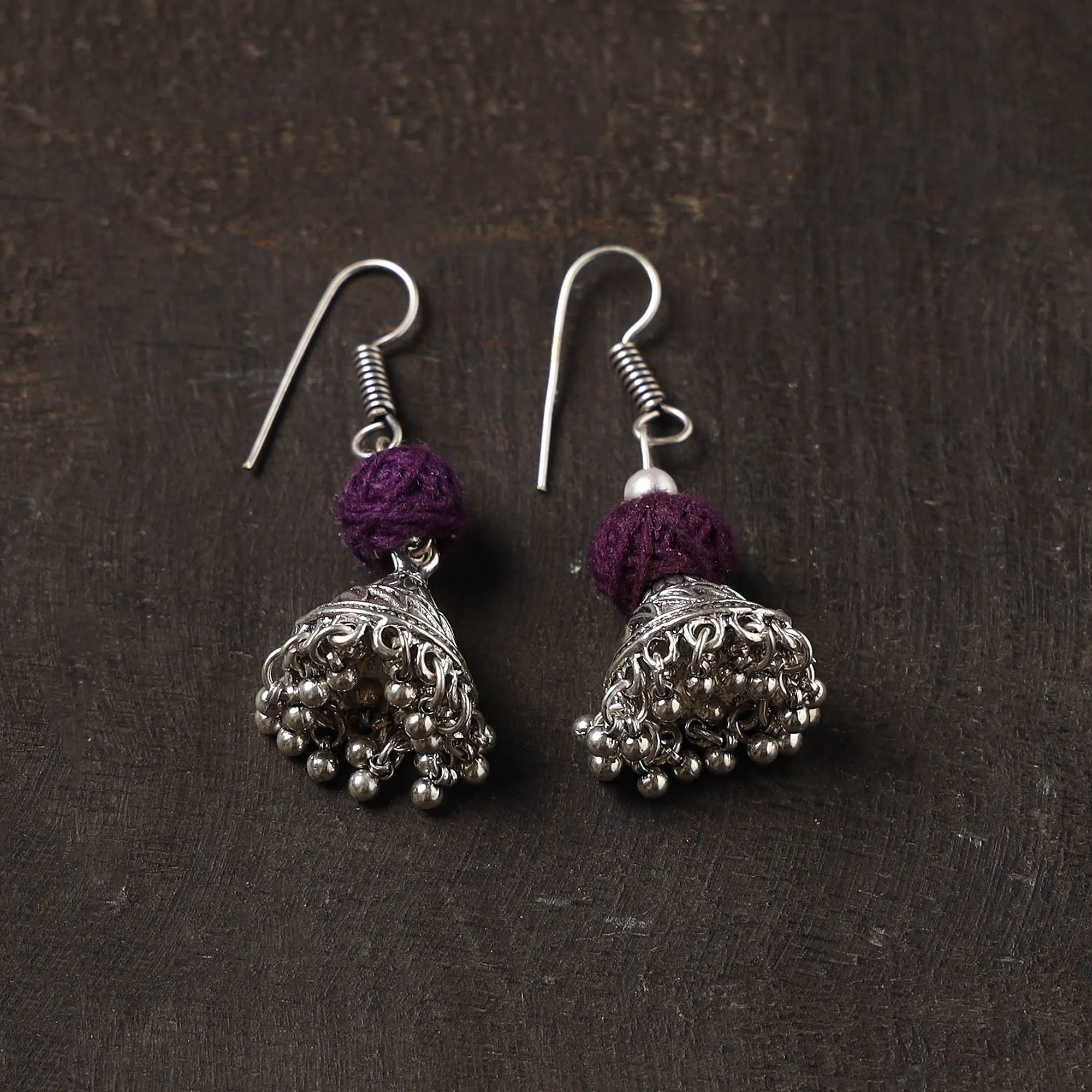 Purple - Sidra German Silver Jhumki Earrings sold by Itokri product image thumbnail 2