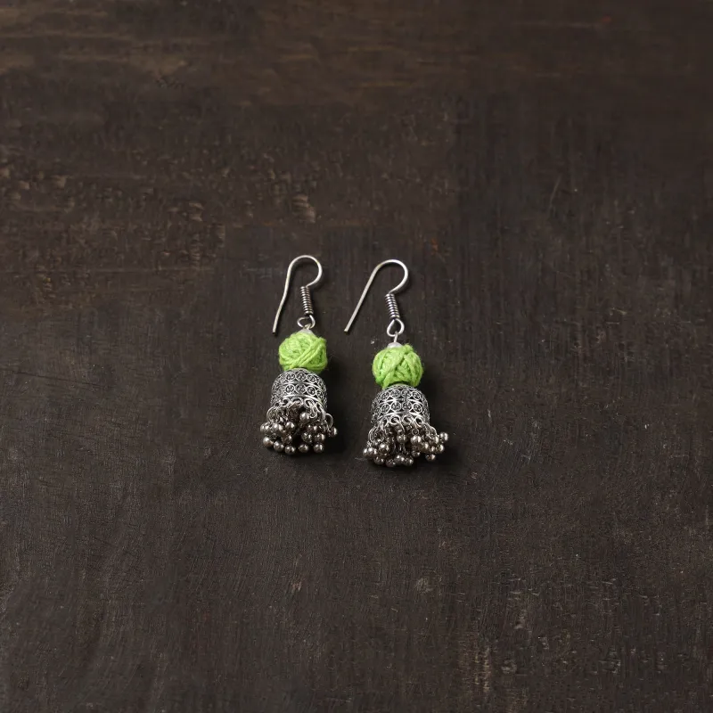 Green - Tanaz German Silver Jhumki Earrings sold by Itokri