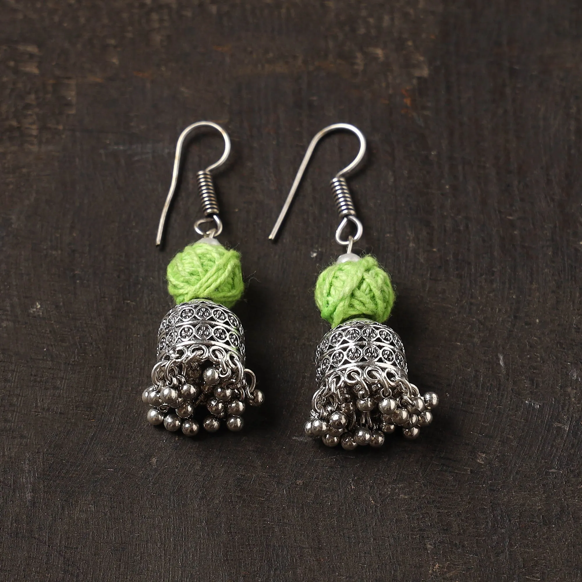 Green - Tanaz German Silver Jhumki Earrings sold by Itokri product image thumbnail 2