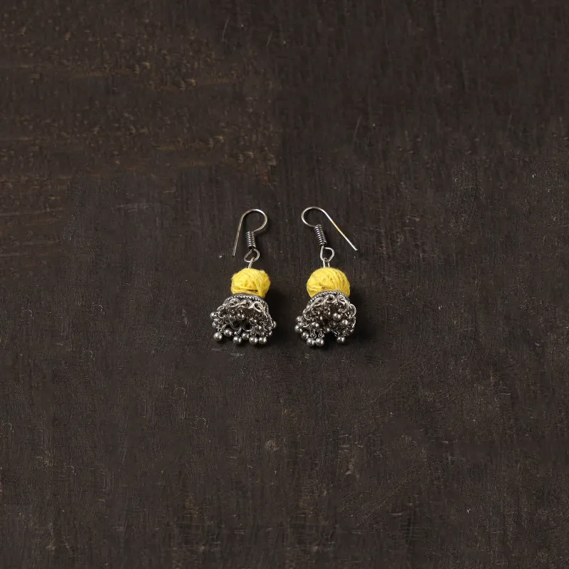 Yellow - Afiya German Silver Jhumki Earrings made by Itokri