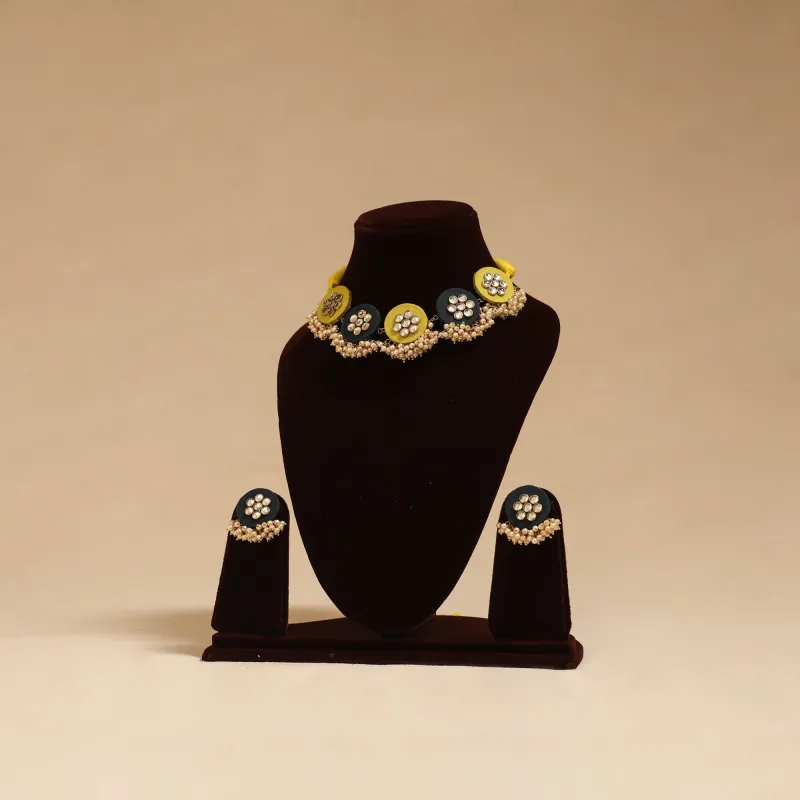 Multicolor - Handmade Fabart Choker Necklace Set with Kundan & Beads 06 sold by Itokri