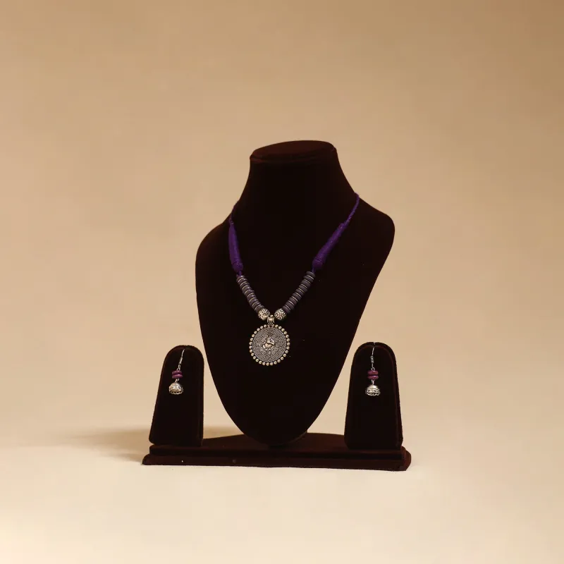Purple - German Silver Beaded Necklace Set 42 made by Itokri